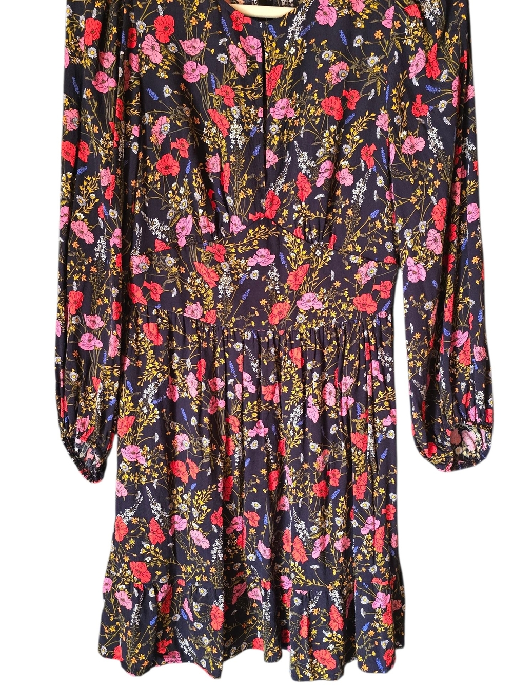 Banana Republic Black Mini Dress with Pink & Yellow Floral Print